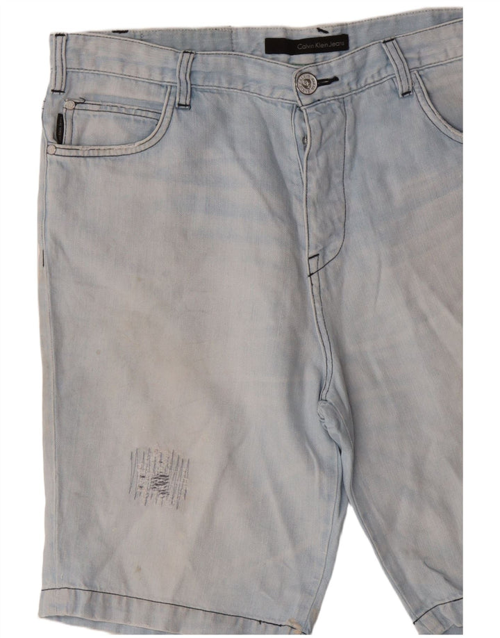 Calvin Klein Herren Distressed Denim Shorts W36 Large Blau