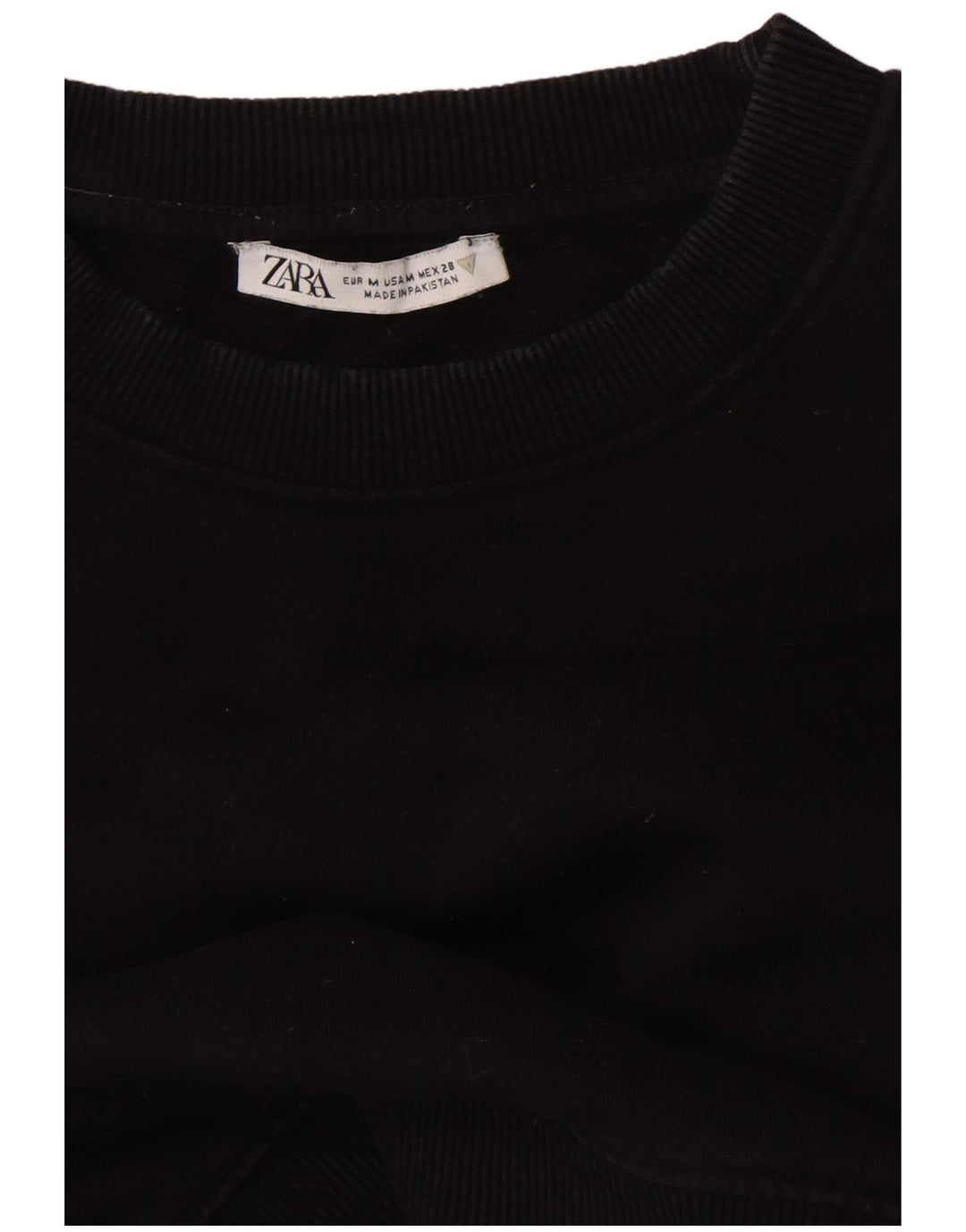 Zara Damen Loose Fit Crop Sweatshirt Pullover UK 14 Medium Schwarz