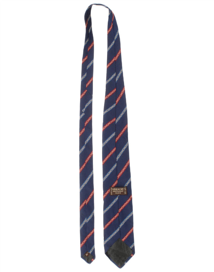 Givenchy Herren-Krawatte, Einheitsgröße, blau gestreift, Seide, klassisch