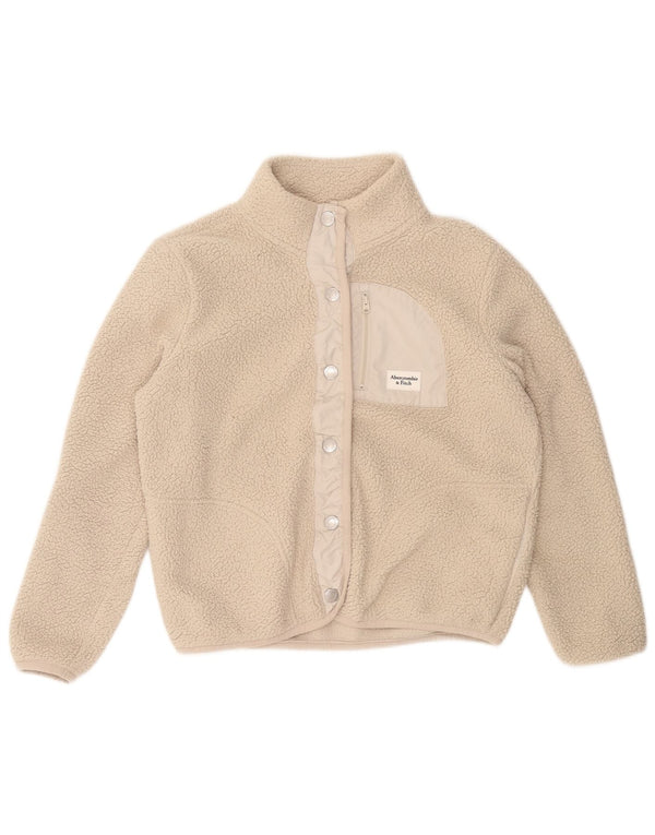ABERCROMBIE & FITCH Fleecejacke für Mädchen, 13–14 Jahre, beige, Polyester