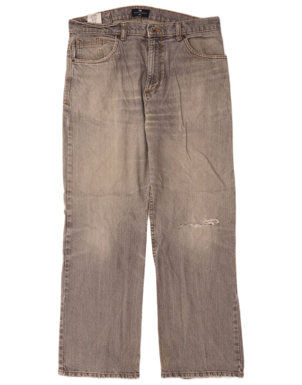 Marks & Spencer Herren Blue Harbor Straight Jeans W34 L29 Graue Baumwolle