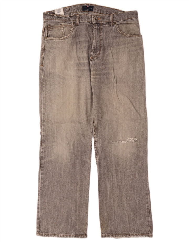 Marks & Spencer Herren Blue Harbor Straight Jeans W34 L29 Graue Baumwolle