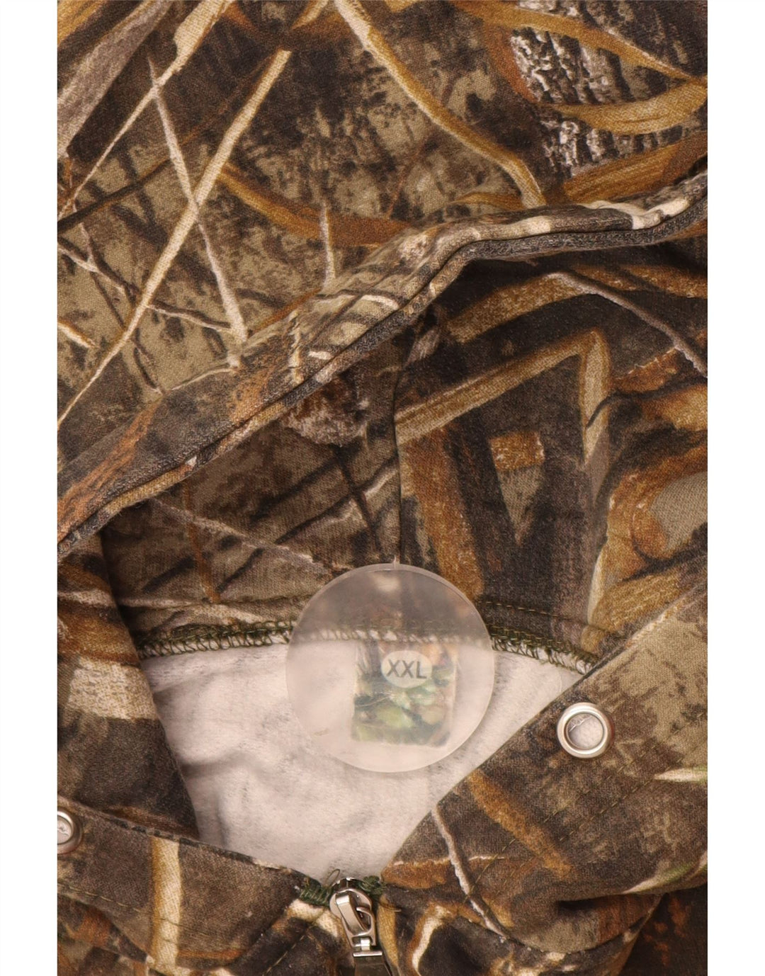 VINTAGE Herren-Kapuzenpullover mit Reißverschluss, 2XL, braunes Camouflage-Polyester