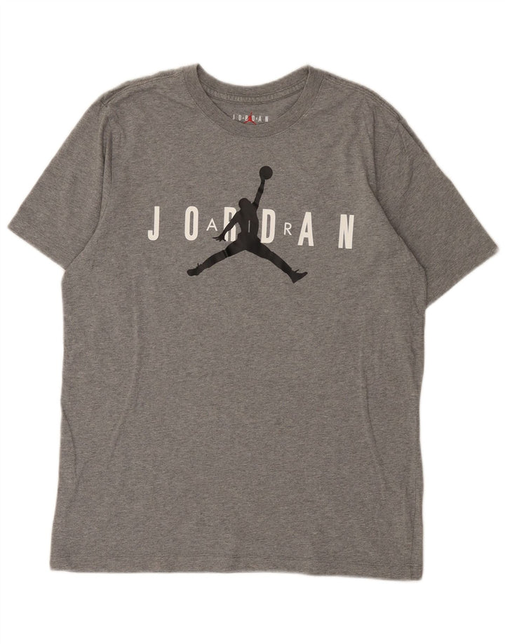 Jordan Herren Grafik-T-Shirt-Oberteil aus mittelgrau gefleckter Baumwolle