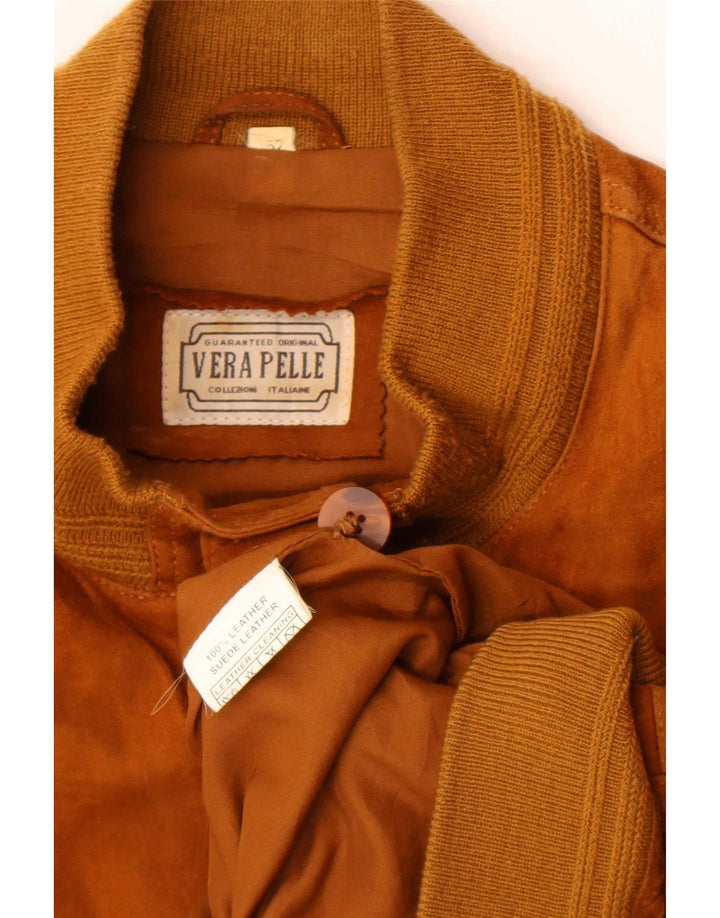 Vintage Herren Wildleder Bomberjacke IT 52 Großes Beige Leder