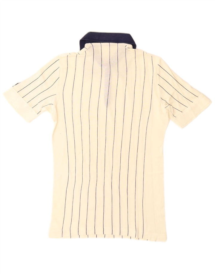 Fila Herren Rugby-Poloshirt IT 46 Small weiß gestreift aus Baumwolle