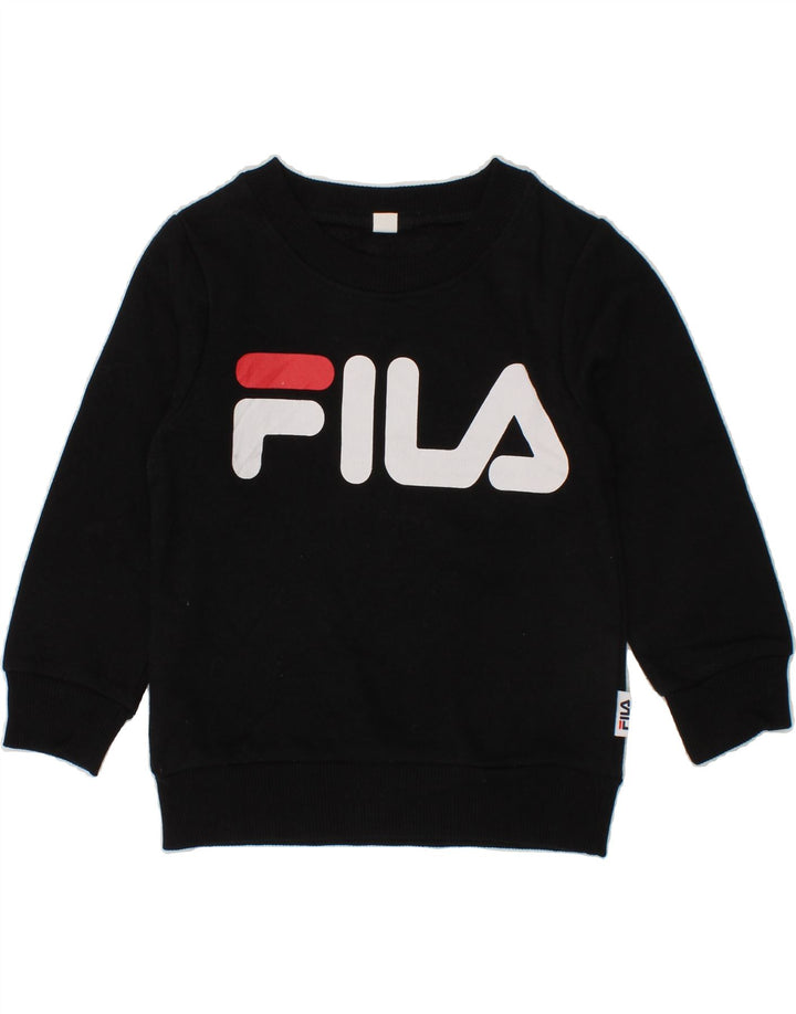 FILA Baby Boys Graphic Sweatshirt Jumper 18-24 Months Black Vintage Fila and Second-Hand Fila from Messina Hembry 