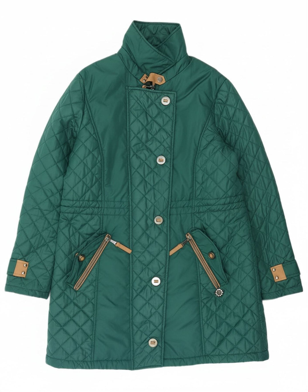 Paco Boutique Damen Stepp-Windbreaker-Mantel UK 16 Large Grün Polyester