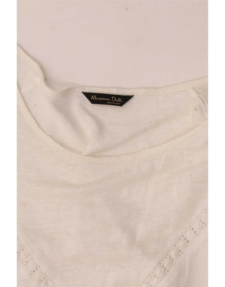 Massimo Dutti Damen Bluse Top UK 12 Mittelweiß