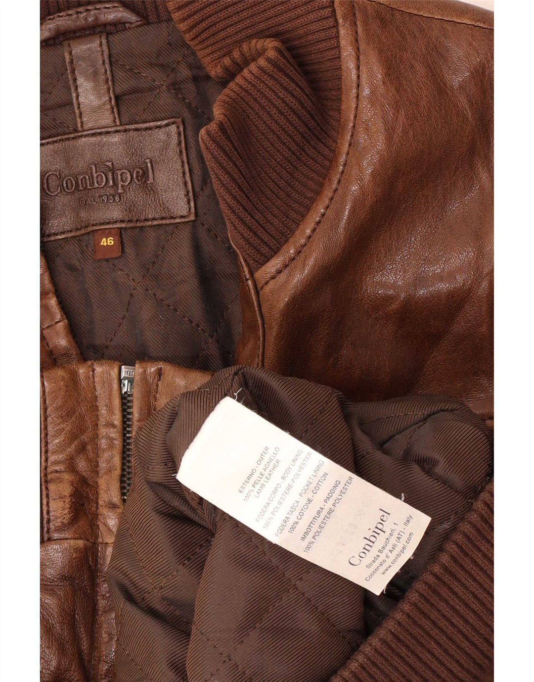 Conbipel Herren Leder Bomberjacke IT 46 Small Braun