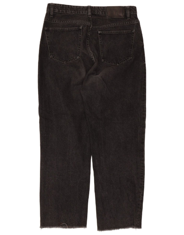 Zara Damen Crop Straight Jeans EU 42 Large W32 L25 Schwarze Baumwolle