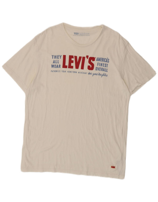 Levi's Herren-T-Shirt mit Standard-Passform, Grafik, XL, weiße Baumwolle