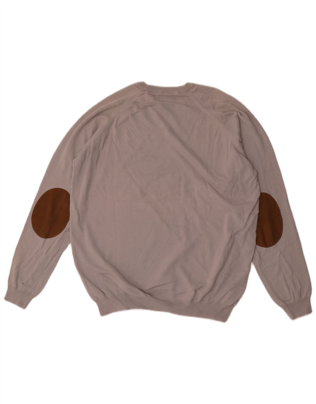 Zara Herren-Pullover mit Rundhalsausschnitt, XL, graue Baumwolle