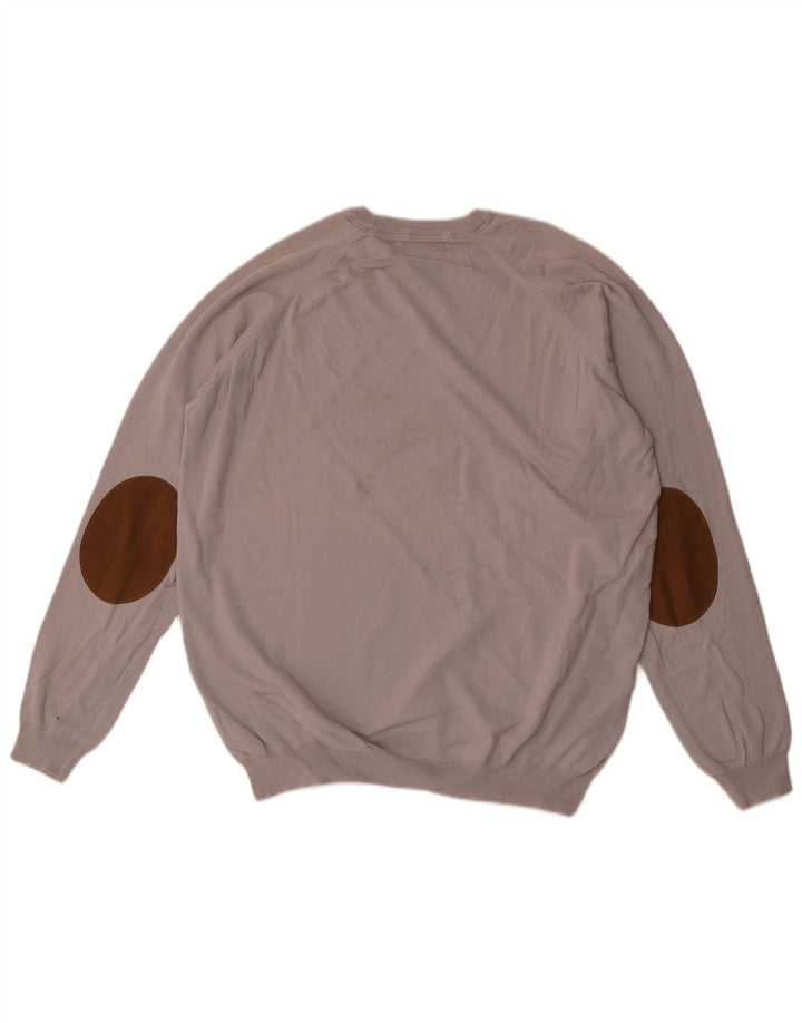 Zara Herren-Pullover mit Rundhalsausschnitt, XL, graue Baumwolle