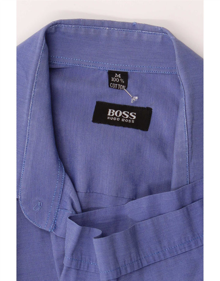 Hugo Boss Herren-Kurzarmhemd mit normaler Passform, mittelblaue Baumwolle