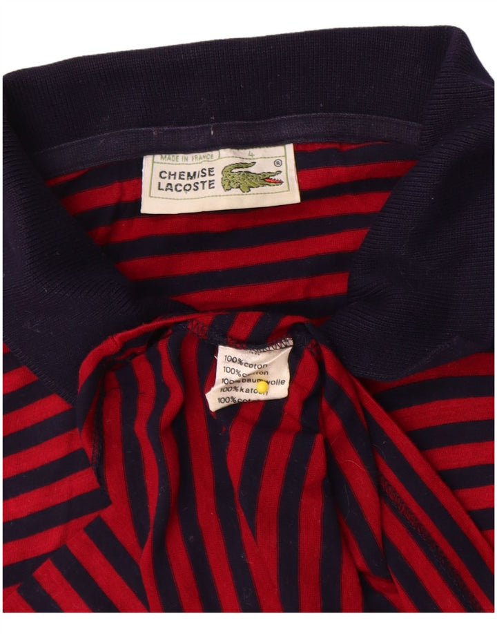 Lacoste Mens Polo Shirt Size 4 Medium Red Striped Cotton