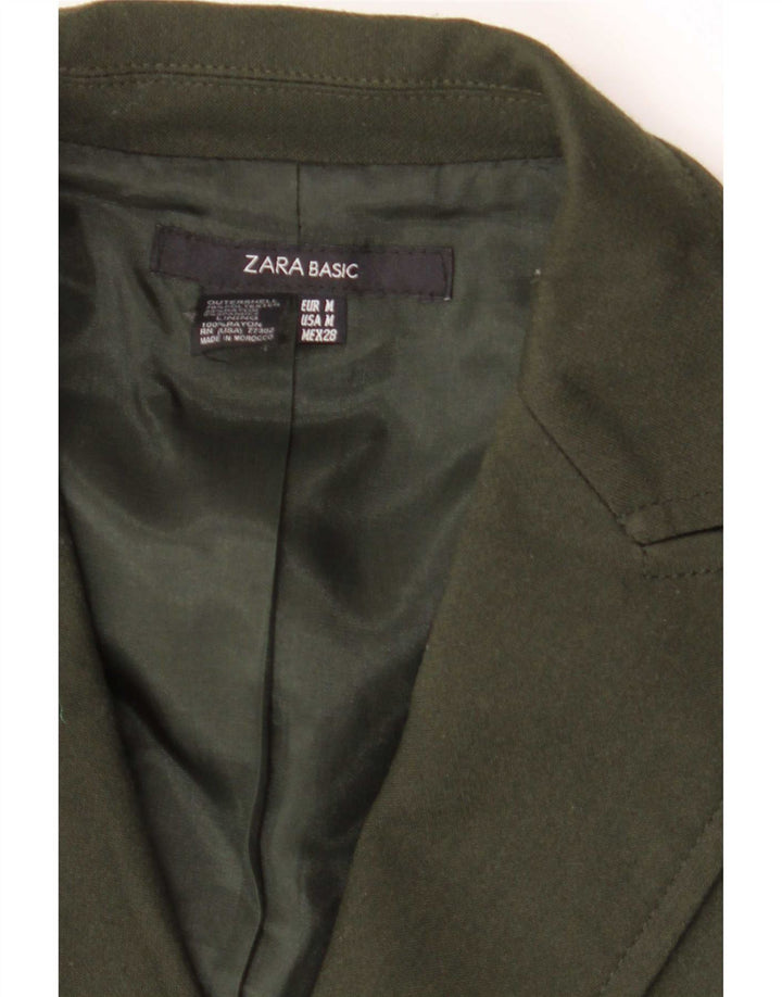 Zara Damen 2-Knopf-Blazerjacke UK 12 Medium Khaki Polyester