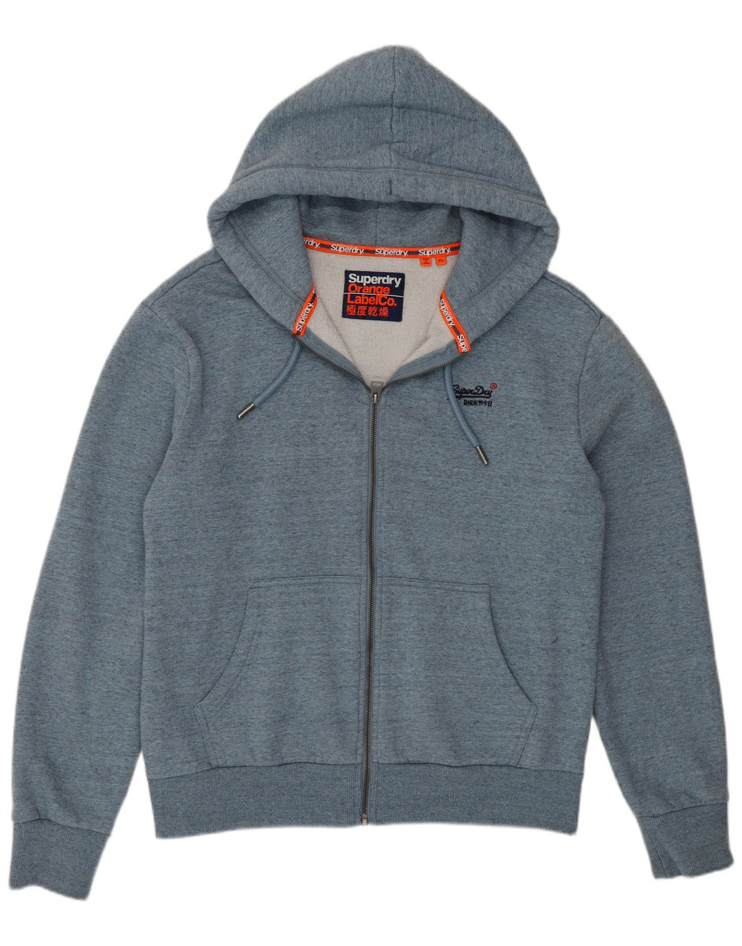 SUPERDRY Herren-Kapuzenpullover mit Reißverschluss, XL, blaue Baumwolle