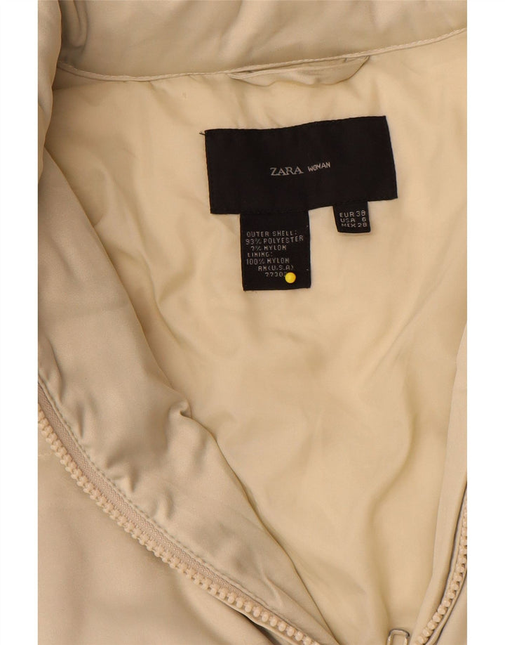 Zara Damen-Jacke mit Kapuze, gepolstert, EU 38, Größe S, Beige, Polyester