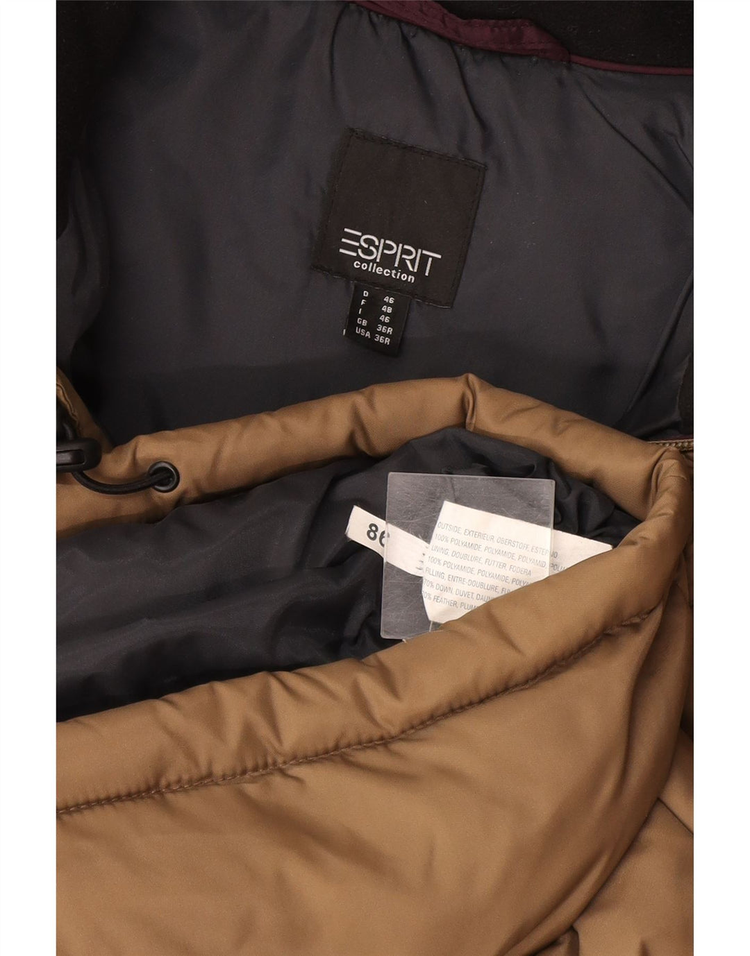 Esprit Herren Loose Fit Wattierte Jacke UK 36 Small Beige Polyamid