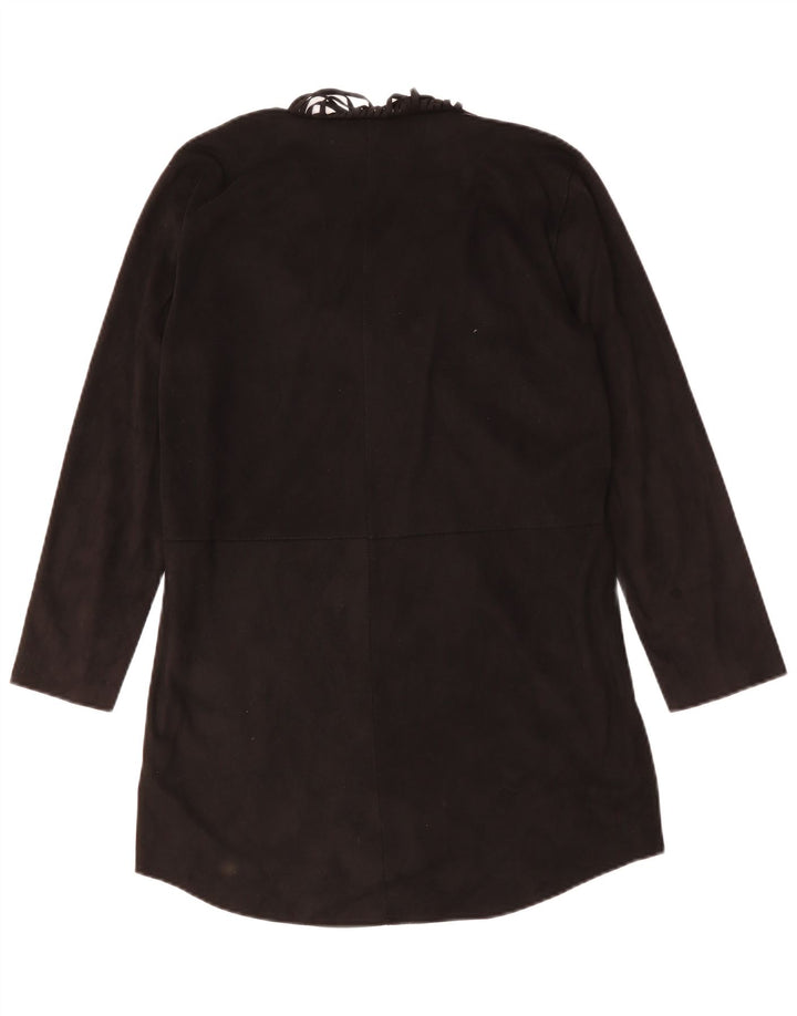 ZARA Damen Langarm-Tunikakleid UK 14 Medium Schwarz Polyester