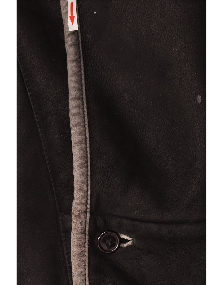 Vintage Herren Shearling Jacke IT 50 Großes schwarzes Shearling