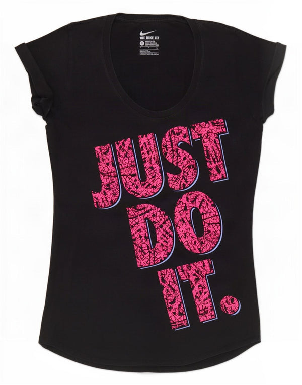 Nike Damen Athletic Cut Graphic T-Shirt Top UK 10 Small Schwarz