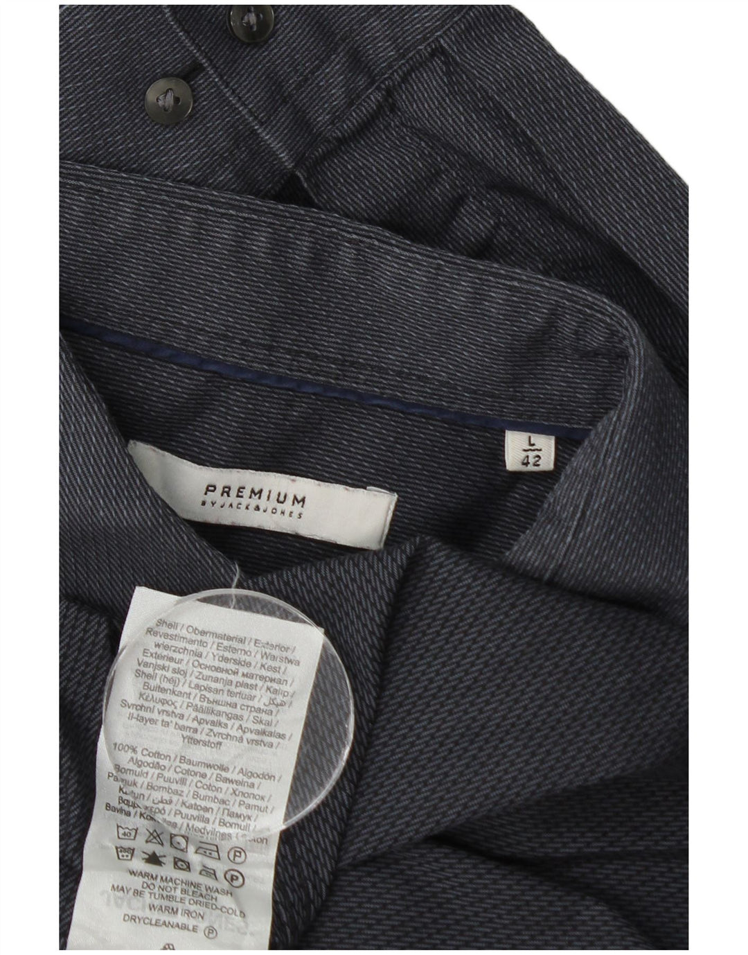 Jack & Jones Herrenhemd, Größe 42, groß, graue Nadelstreifen-Baumwolle