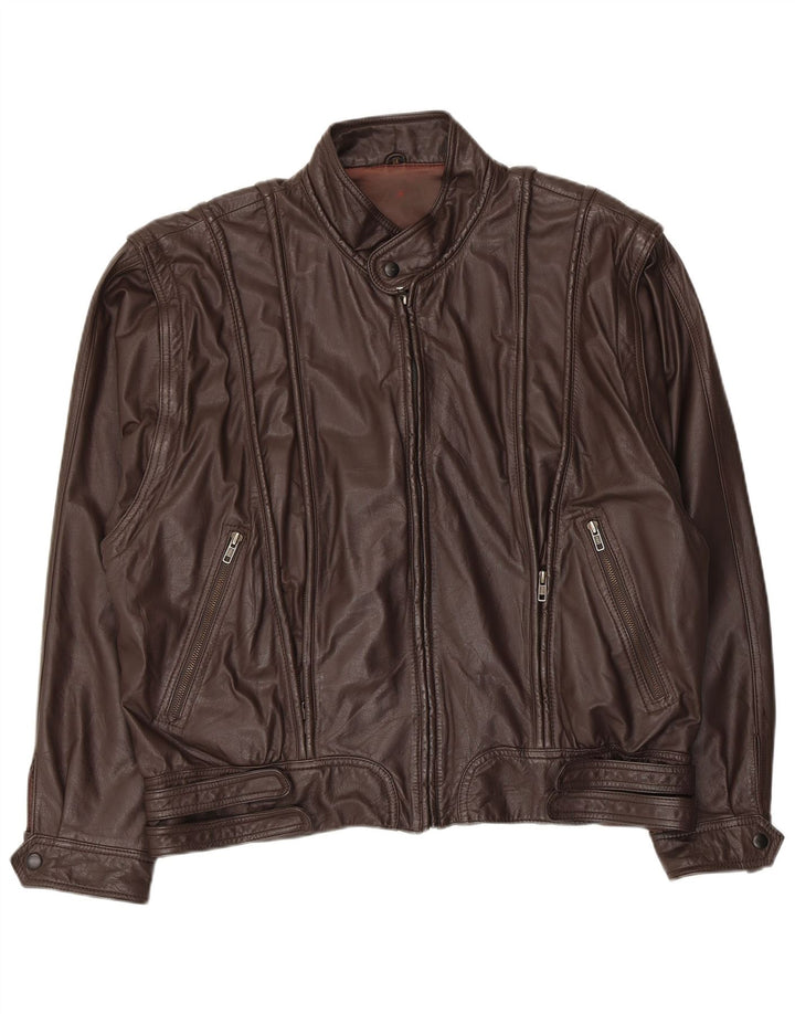 Vintage Herren Bomber Lederjacke EU 54 2XL Braunes Leder