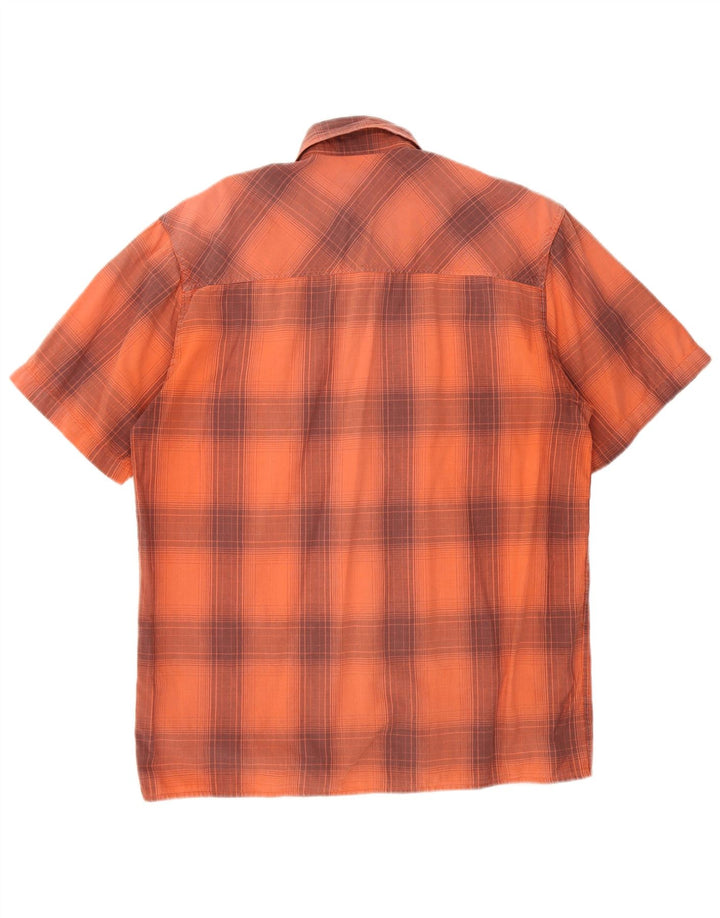 Wrangler Herren-Kurzarmhemd aus mittelorange karierter Baumwolle