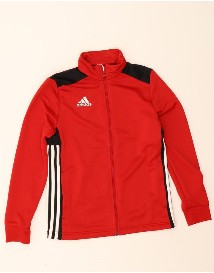 Adidas Jungen-Trainingsanzug-Top-Jacke, 13–14 Jahre, rotes Farbblock-Polyester
