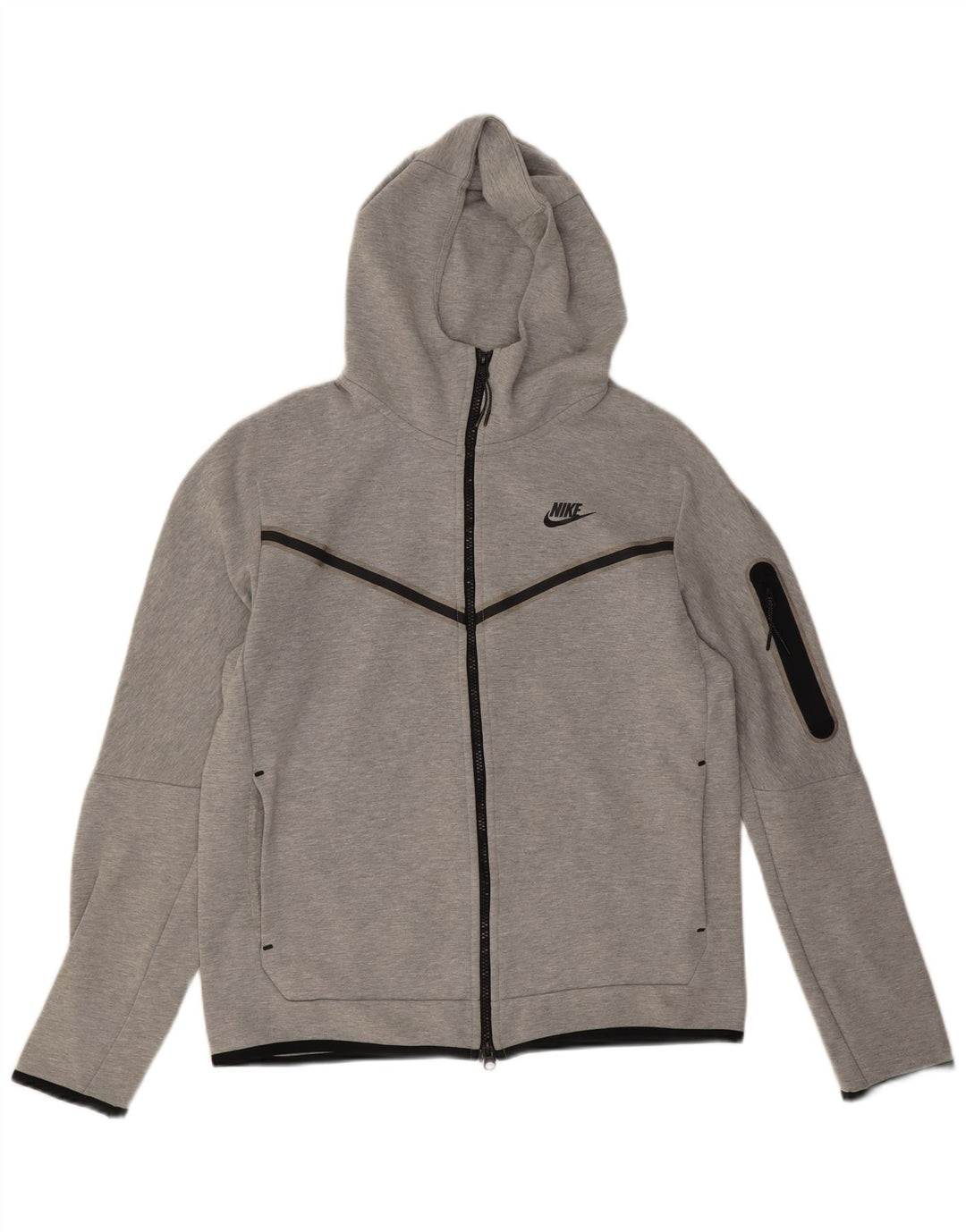Nike Herren-Kapuzenpullover mit Reißverschluss, mittelgrau gefleckte Baumwolle