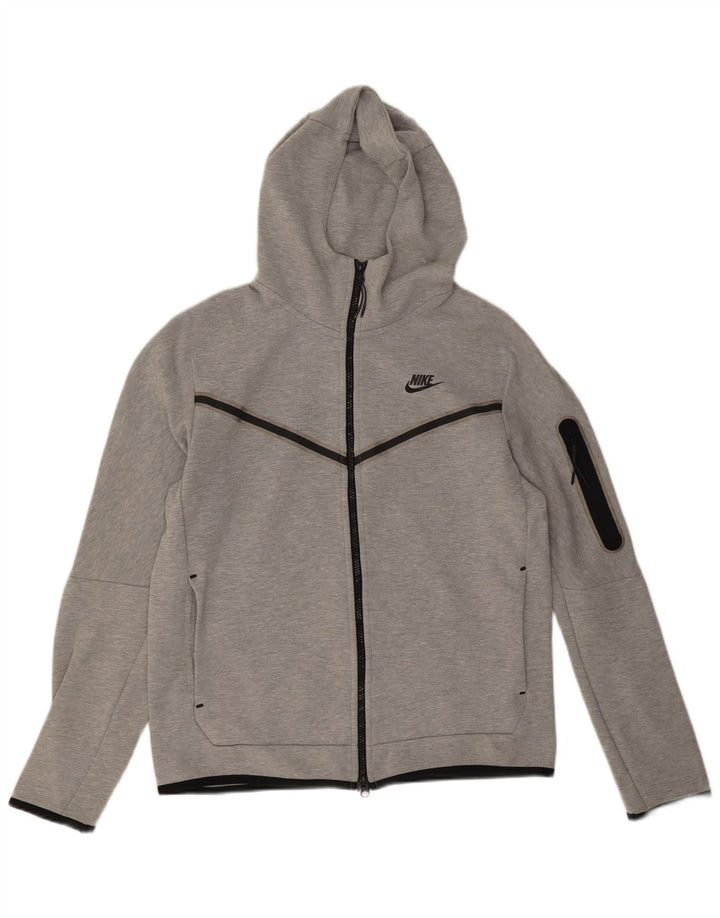 Nike Herren-Kapuzenpullover mit Reißverschluss, mittelgrau gefleckte Baumwolle