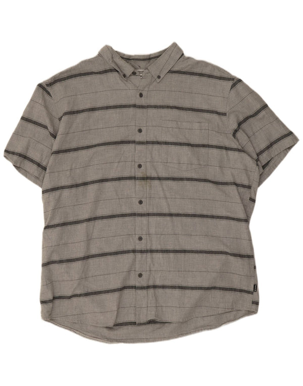 Hurley Herren-Kurzarmhemd mit klassischer Passform, 2XL, grau gestreift, Baumwolle