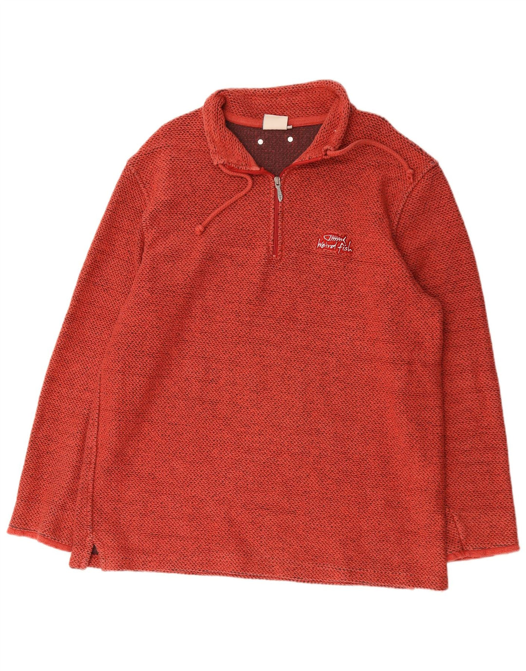 Weird Fish Herren-Sweatshirt mit Reißverschluss, 2XL, rote Baumwolle