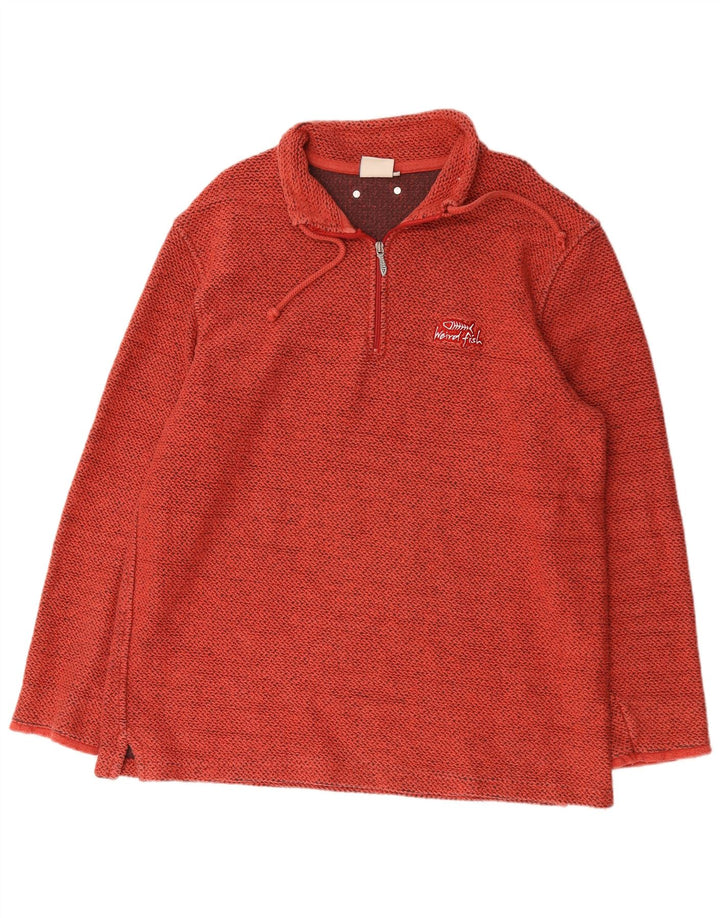 Weird Fish Herren-Sweatshirt mit Reißverschluss, 2XL, rote Baumwolle