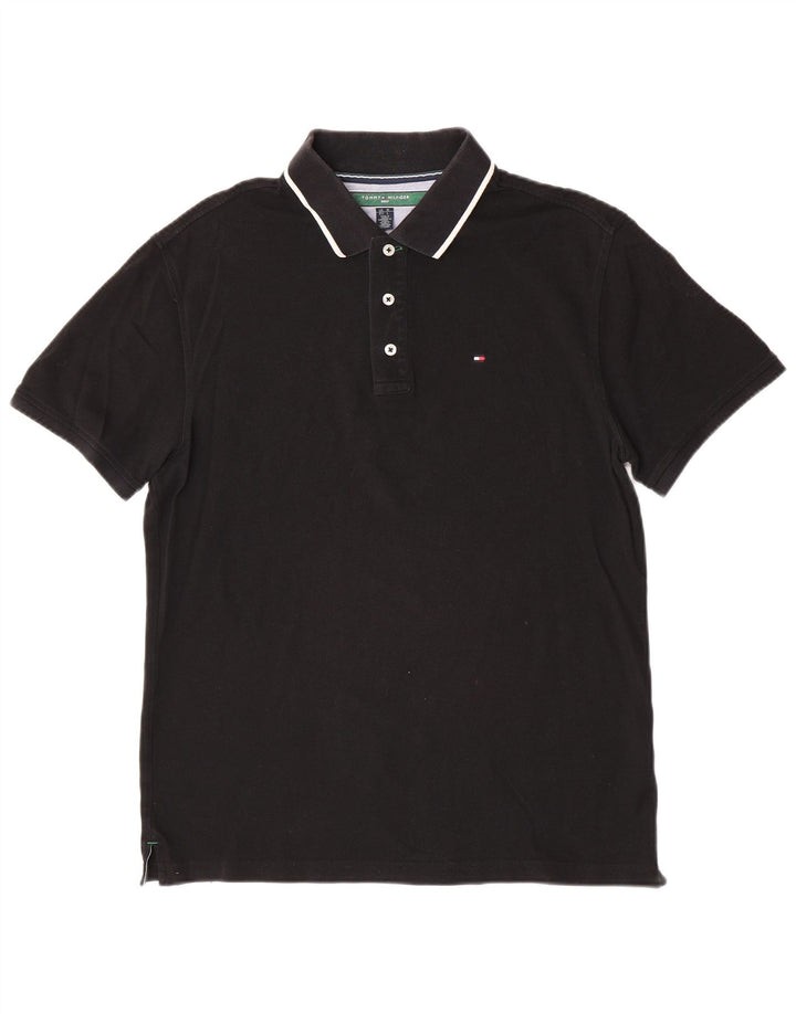 Tommy Hilfiger Herren-Poloshirt, mittelschwarz, Baumwolle, klassisch