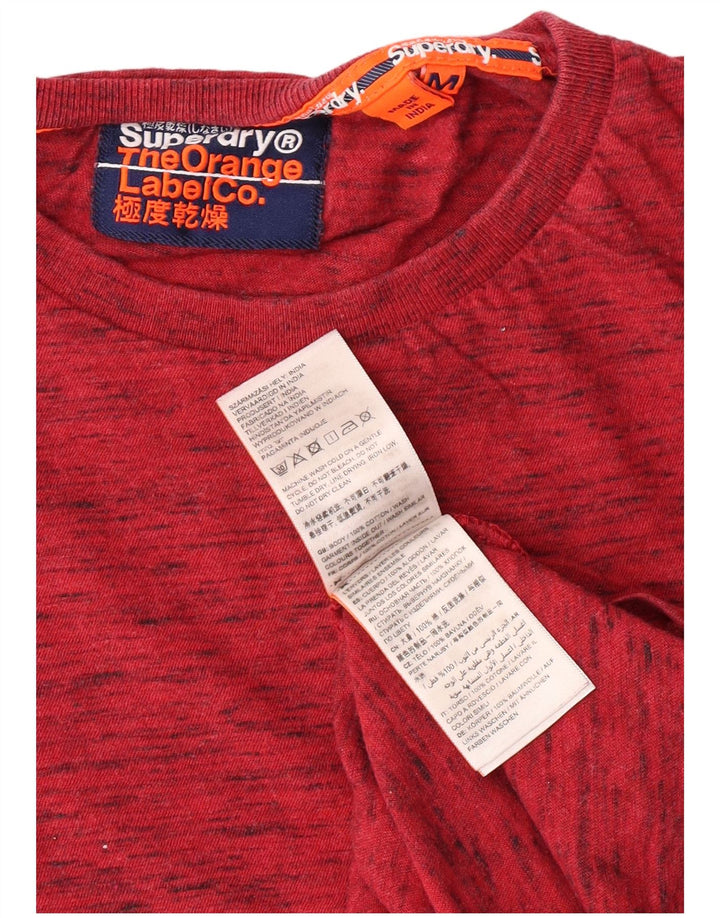 Superdry Herren T-Shirt-Oberteil aus mittelrot gefleckter Baumwolle