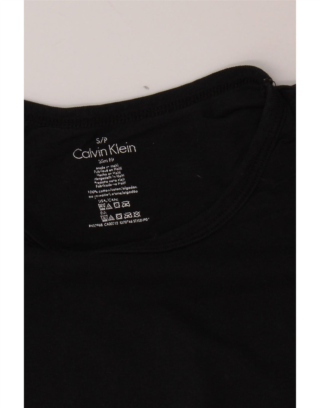 CALVIN KLEIN Herren Slim Fit T-Shirt Top Small Schwarz Baumwolle