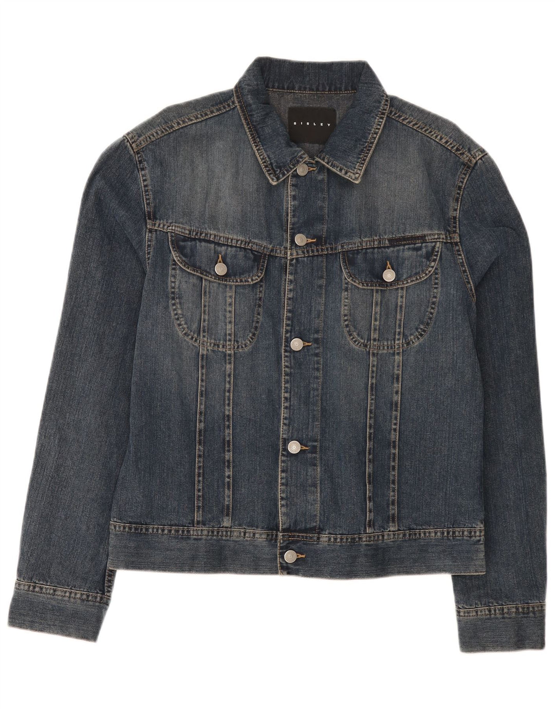 Sisley Herren Jeansjacke UK 40 Große blaue Baumwolle