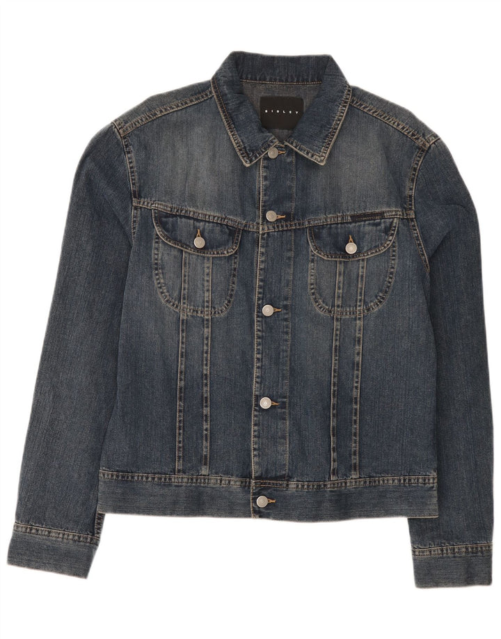 Sisley Herren Jeansjacke UK 40 Große blaue Baumwolle