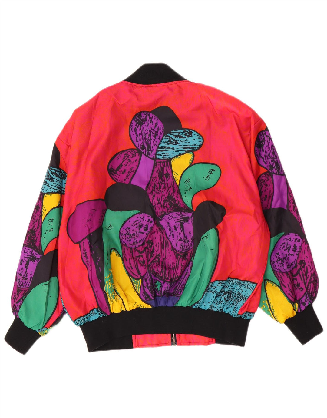 Vintage Damen Bomberjacke mit abstraktem Muster IT 46 Groß Mehrfarbig