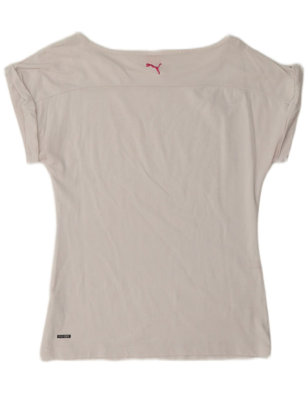 Puma Damen T-Shirt Top UK 12 Mittelweiße geometrische Baumwolle