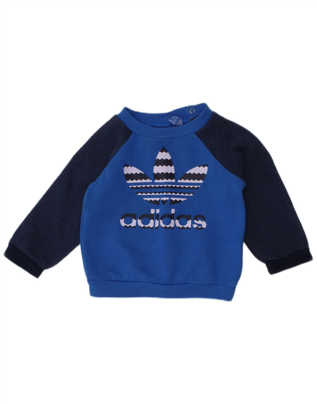 ADIDAS Baby Boys Graphic Sweatshirt Jumper 6-9 Months Blue Colourblock