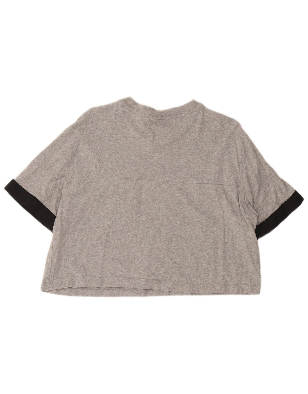 NIKE Damen Crop Graphic T-Shirt Top UK 14 Mittelgraue Colourblock-Baumwolle