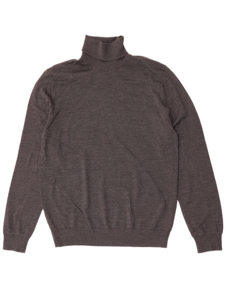 Marks & Spencer Herren-Pullover mit Rollkragen, groß, graue Merinowolle