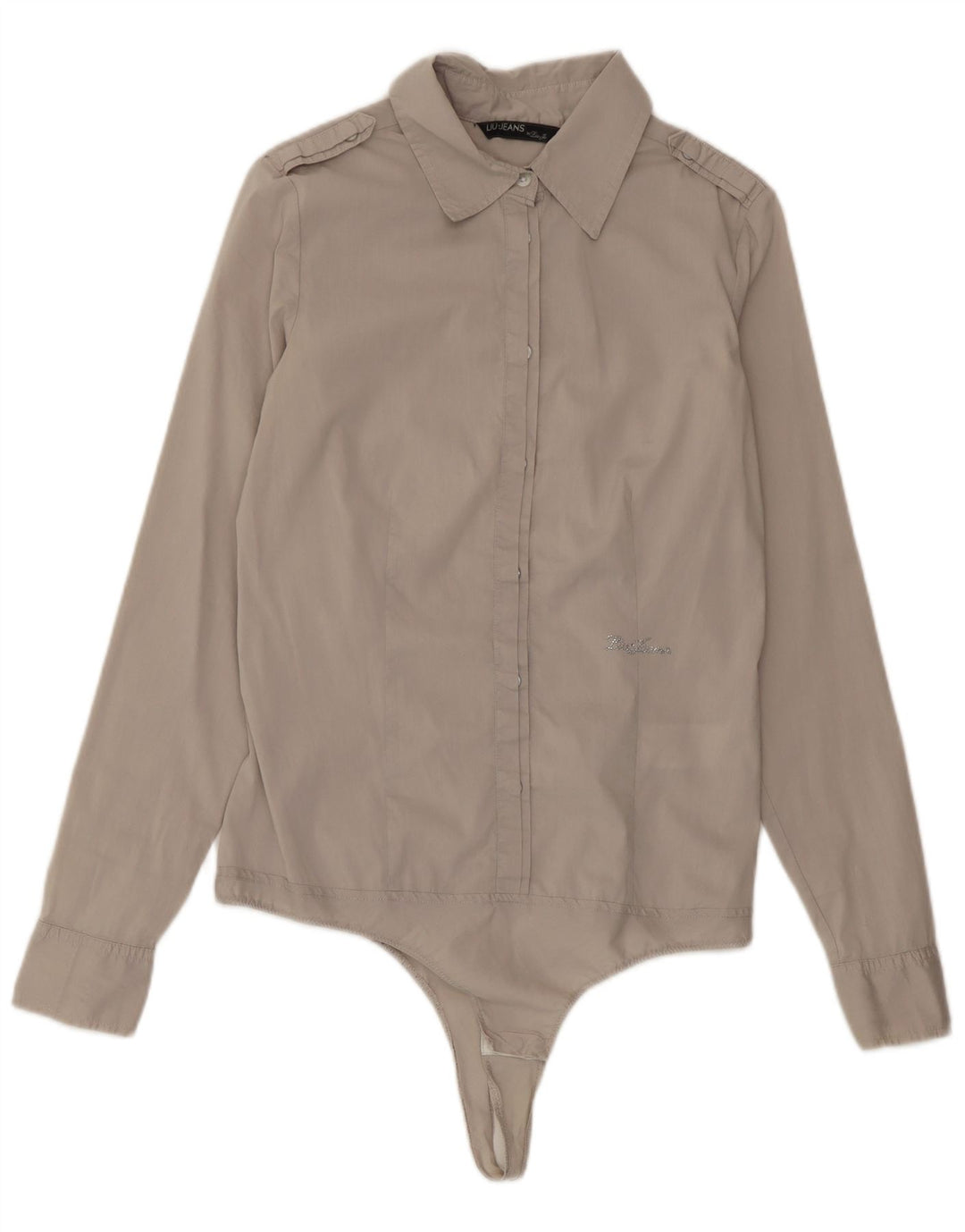 Liu Jo Langarm-Shirt-Body für Damen, IT 42, mittelgraue Baumwolle