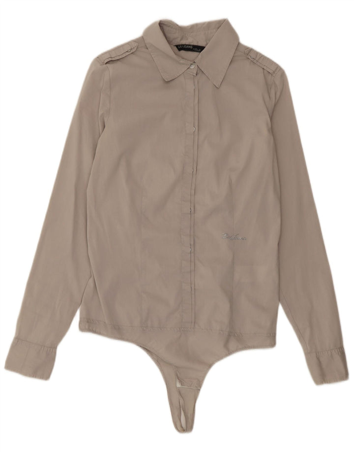 Liu Jo Langarm-Shirt-Body für Damen, IT 42, mittelgraue Baumwolle