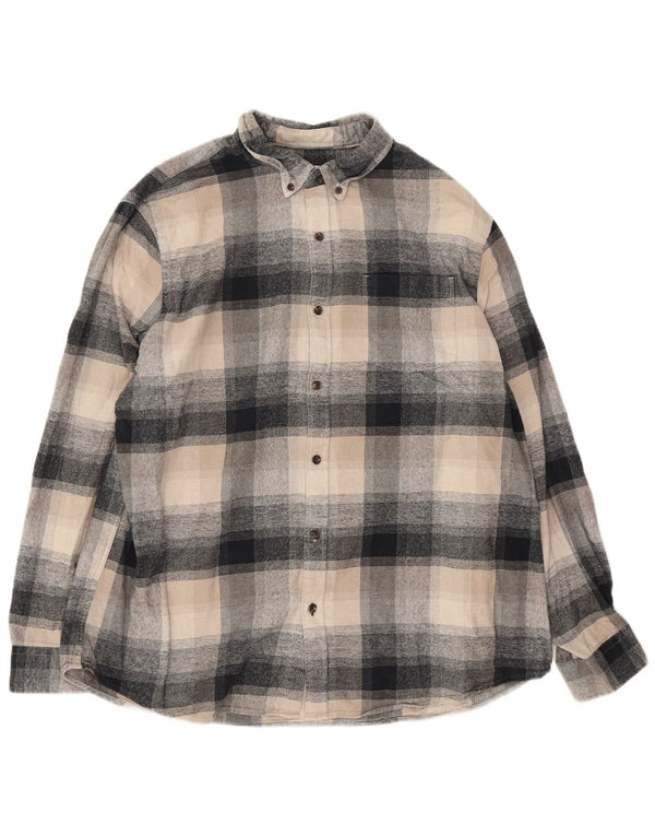 Marks & Spencer Herren-Flanellhemd mit normaler Passform, 2XL, beige kariert, Baumwolle