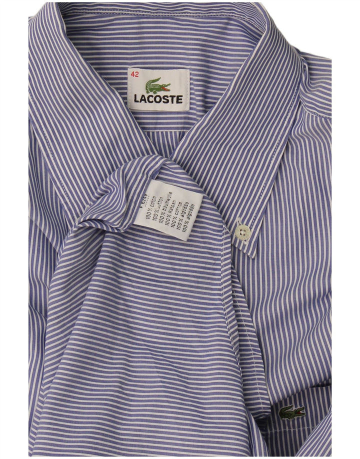 Lacoste Herrenhemd, Größe 42, große blaue Nadelstreifen-Baumwolle